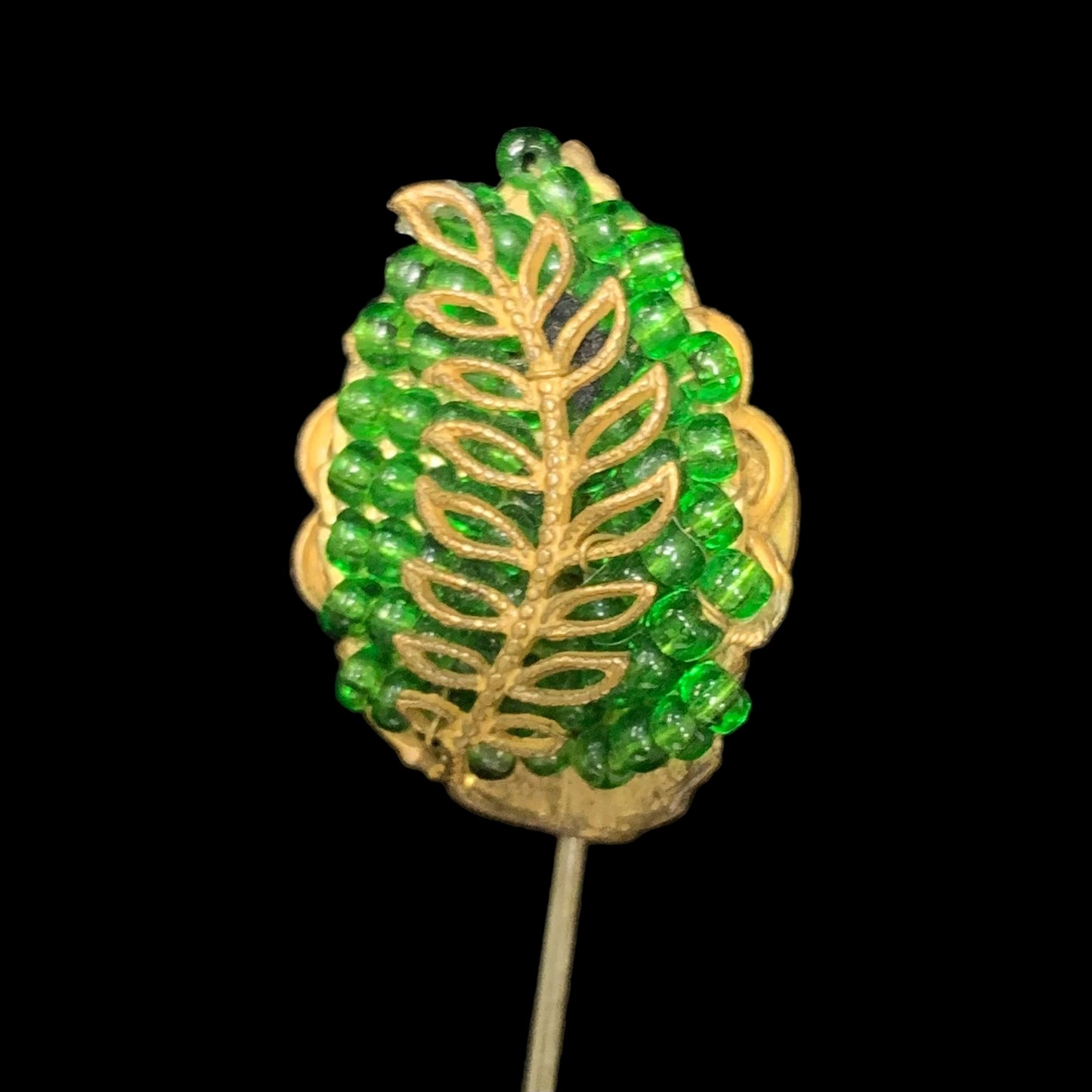 Josef Morton - Green Glass Beaded Hat Pin