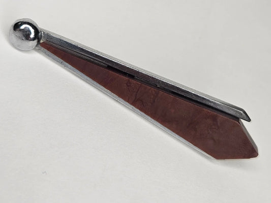 1980s Brown And Silver Pointed Geometric Brooch