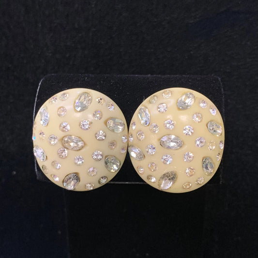 1950s Weiss Rhinestone Earrings Set In Thermoset Polymer