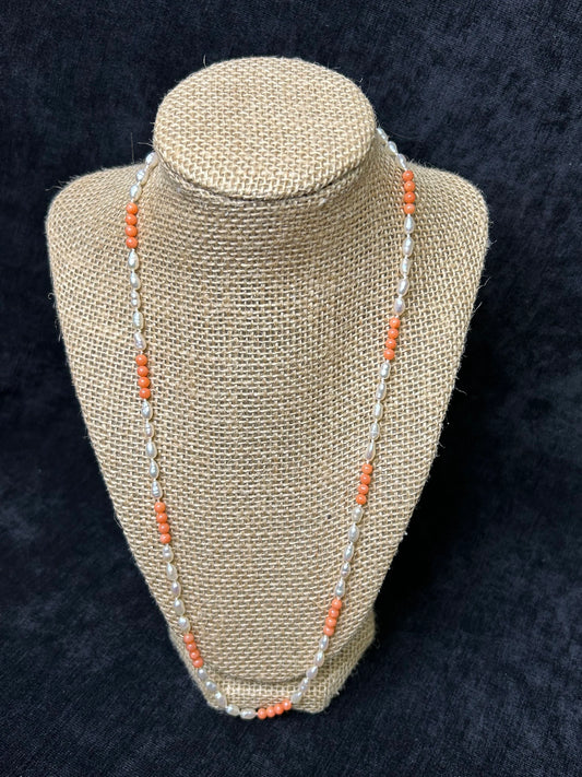 Coral and Freshwater Pearl Necklace