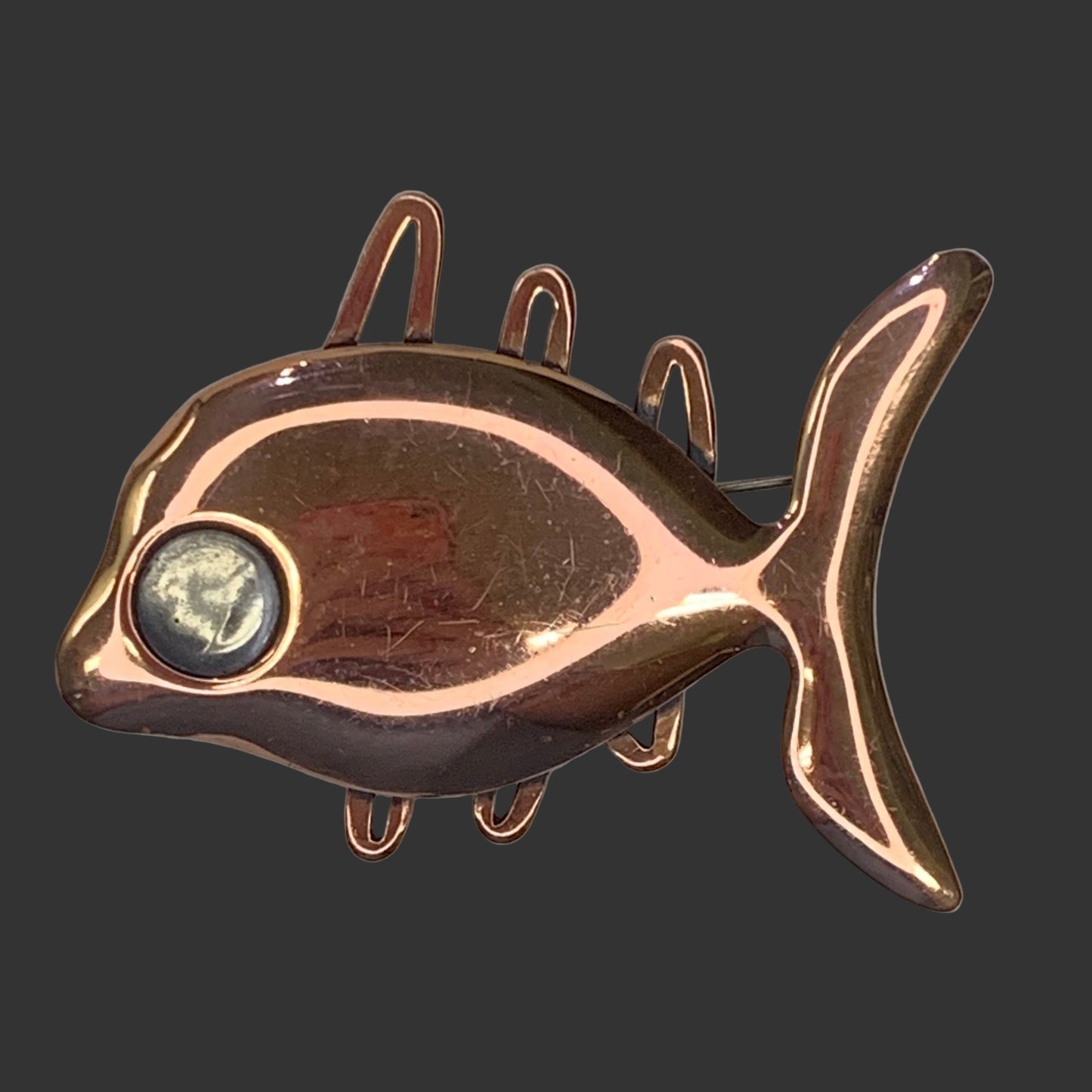 Vintage 1950s Renoir Copper Fish Brooch - Great Mid Century Modern Fish Pin