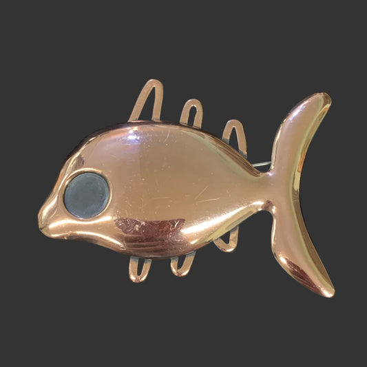 Vintage 1950s Renoir Copper Fish Brooch - Great Mid Century Modern Fish Pin