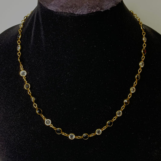 Swarovski Clear and Black Crystal With Gold Tone Bezel Necklace