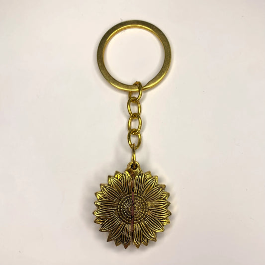 Gold Tone "Keep F-ing Going" Sunflower Peek-A-Boo Key Chain