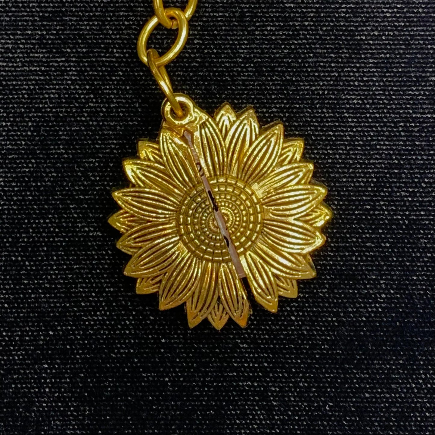 Gold Tone "Keep F-ing Going" Sunflower Peek-A-Boo Key Chain