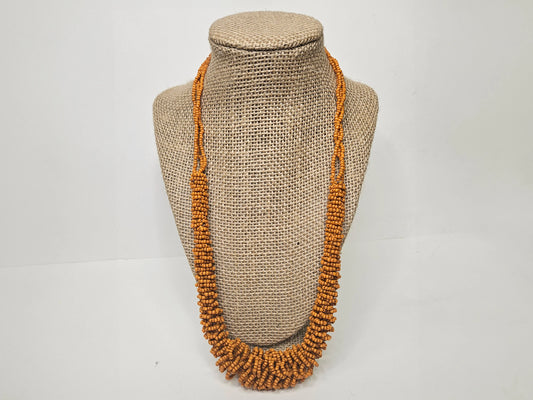 Chunky Orange Beaded Necklace - Small Bead Cluster