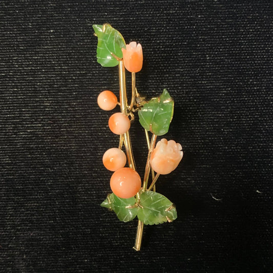 Dainty - Jade and Coral - Floral Pin