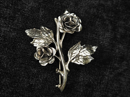 Danecraft Sterling Silver Rose Floral Brooch Pin