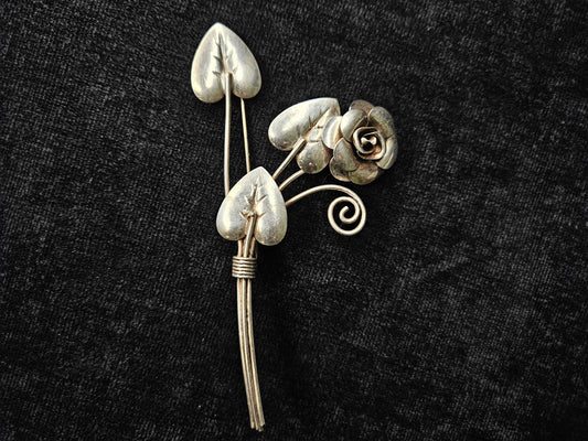 Lang Sterling Silver Floral Brooch - Flower Spray Pin