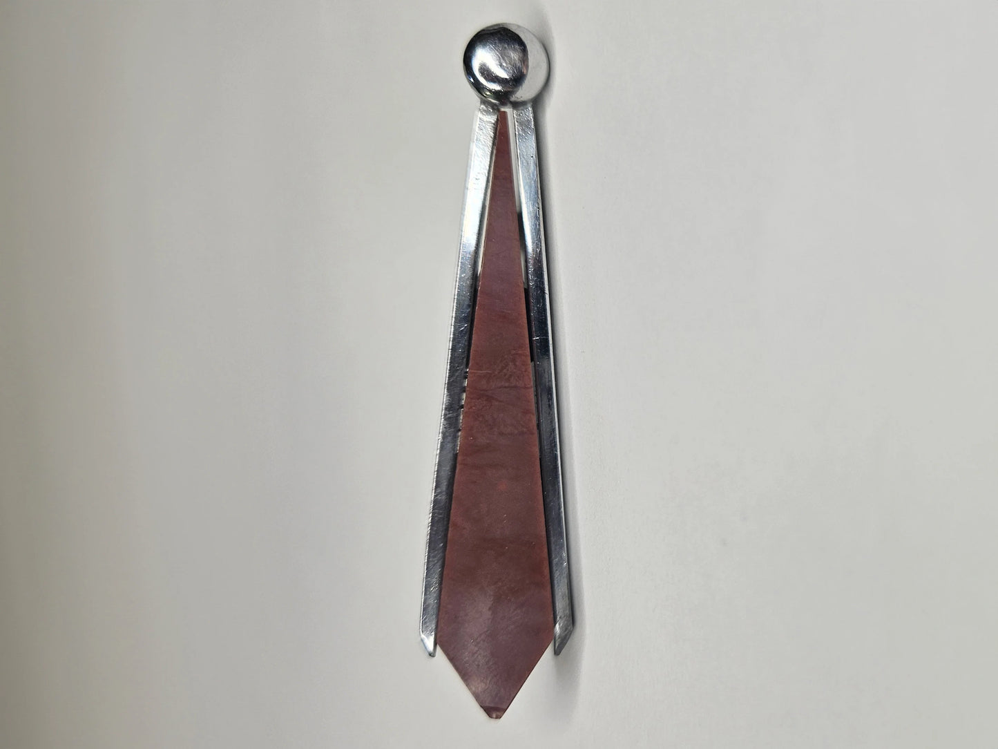 1980s Brown And Silver Pointed Geometric Brooch
