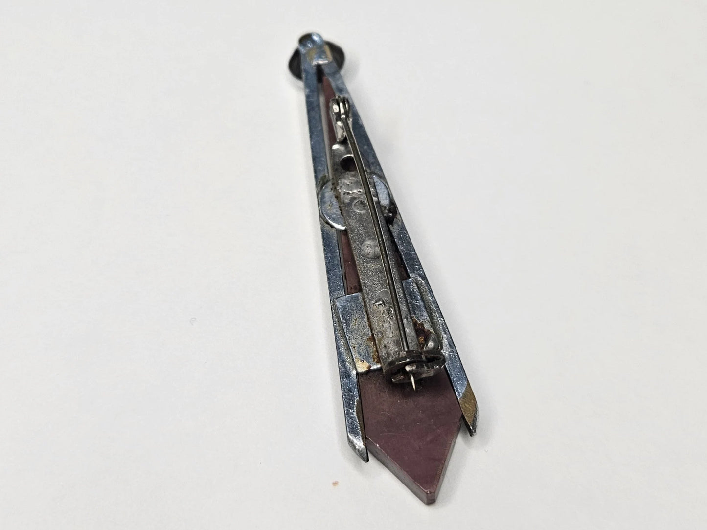 1980s Brown And Silver Pointed Geometric Brooch