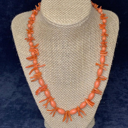 Branch Coral Necklace - Orange Oval Coral Beads