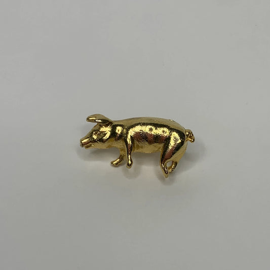 Camco Gold Tone Pig Lapel / Collar / Hat Pin
