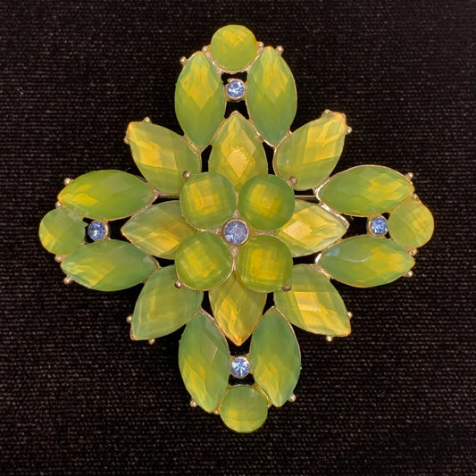 Liz Claiborne Light Green Crystal Brooch Pin With Light Blue Accents