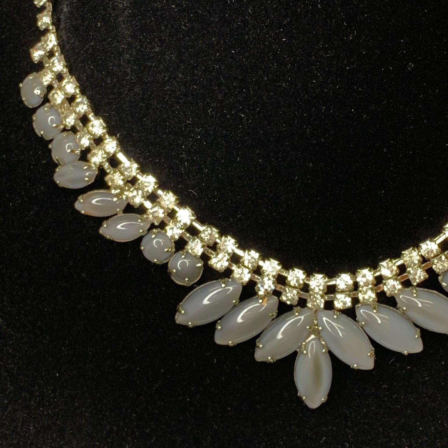 Blue/Grey Crystal and Rhinestone Necklace and Clip-On Earrings Set