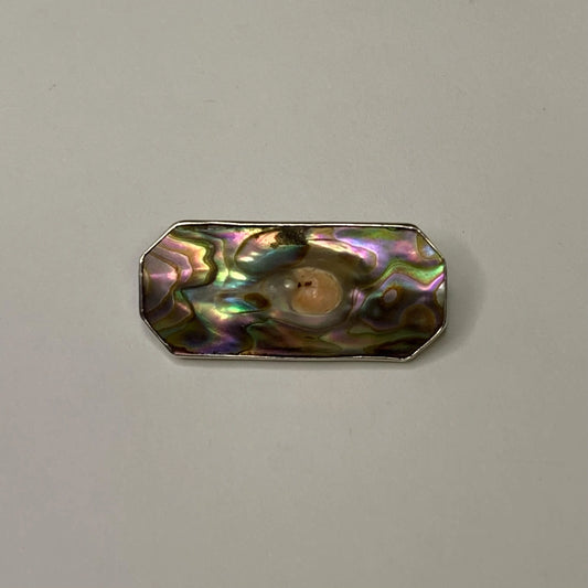 Mother of Pearl on Sterling Silver Bar Pin - Victorian 1890s Collar Pin - Victorian Infant Pin - Beautiful Mother of Pearl