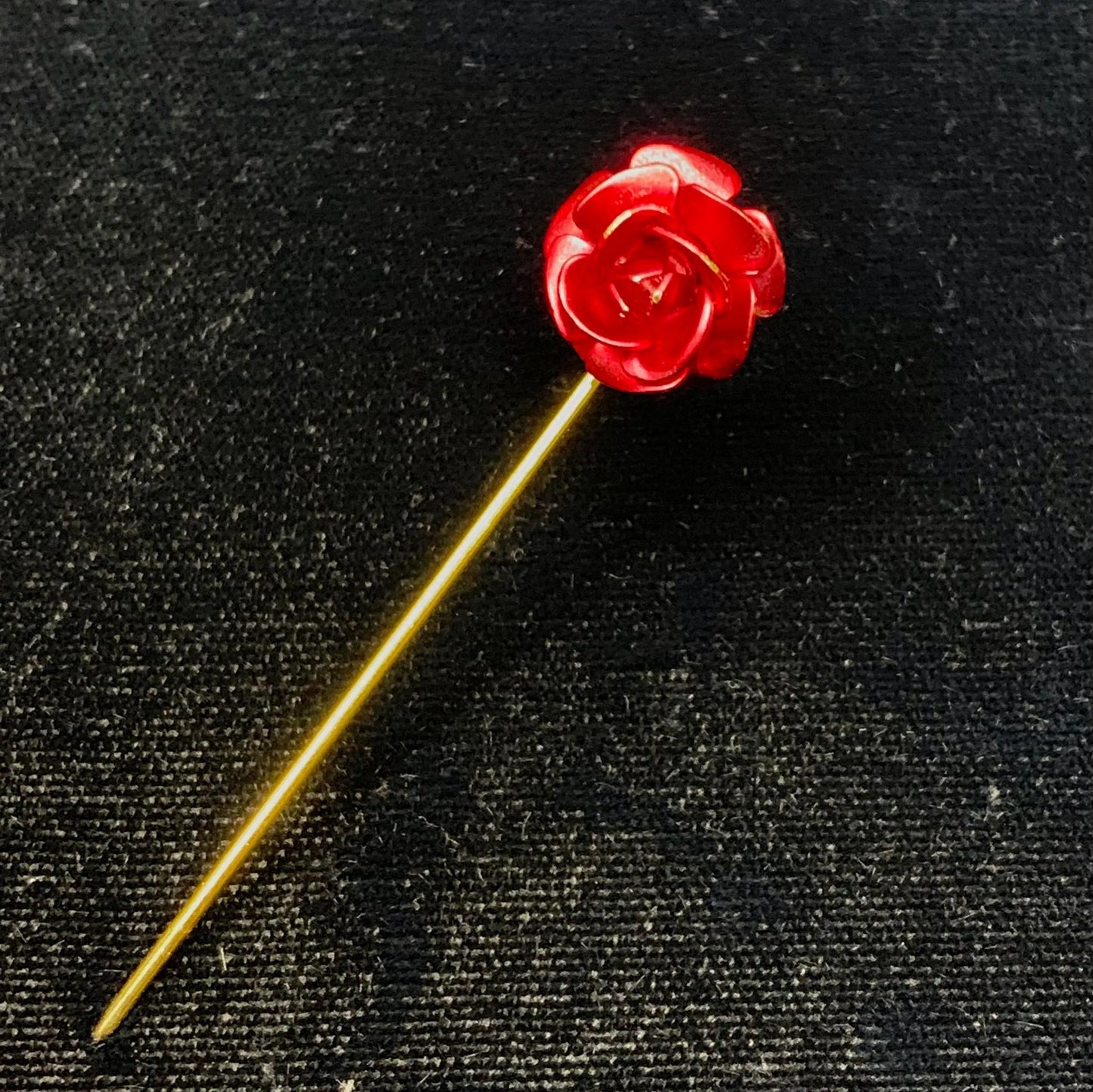Gold-Tone Red Rose Straight Pin