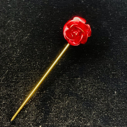 Gold-Tone Red Rose Straight Pin
