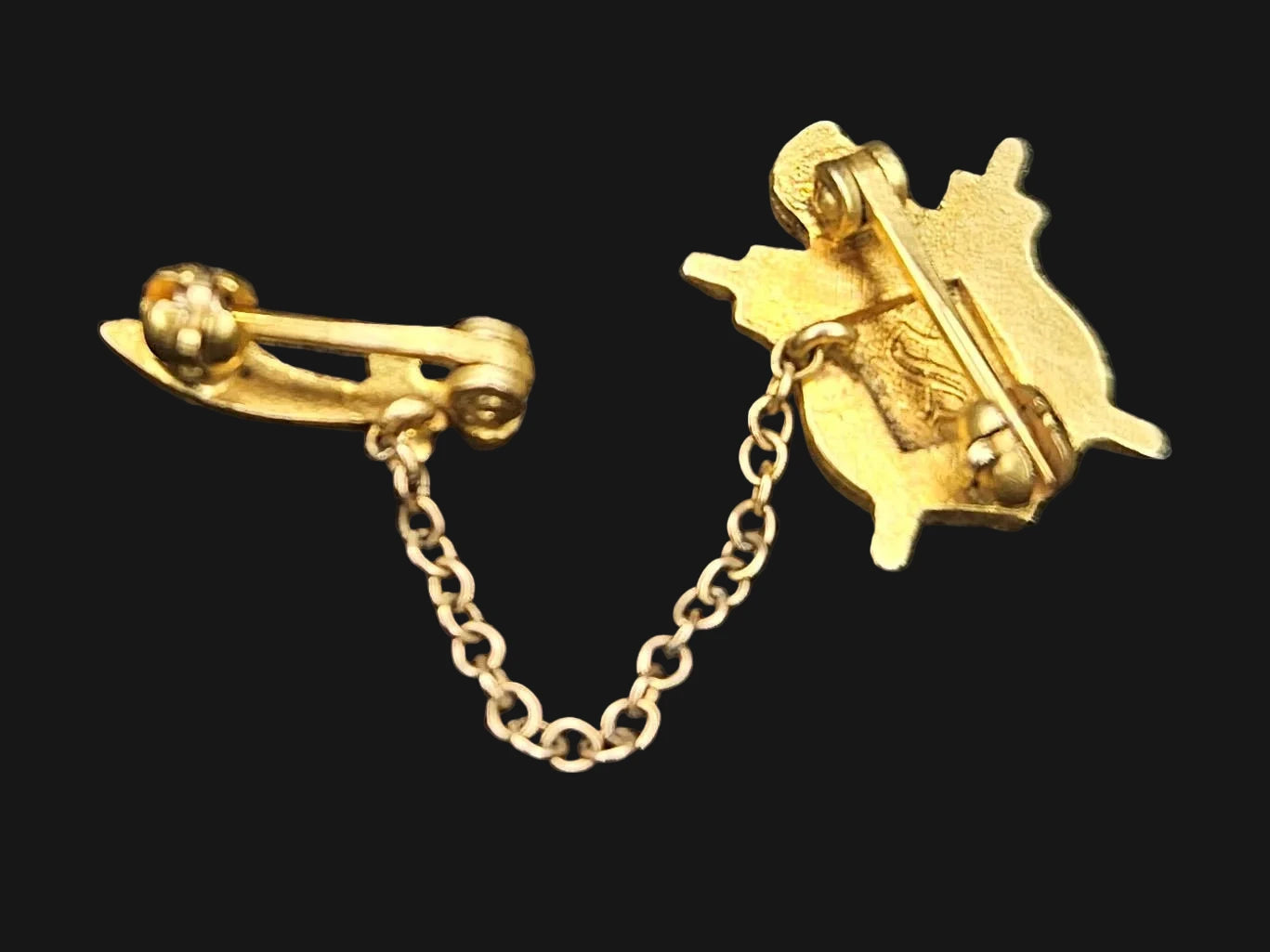DeMolay Badge and Guard Pin - 10k Gold and Seed Pearls - Yellow Gold Knight and Sword