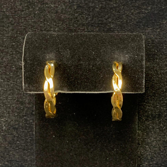 Twisted Gold-Tone Hoop Screw-Back Earrings