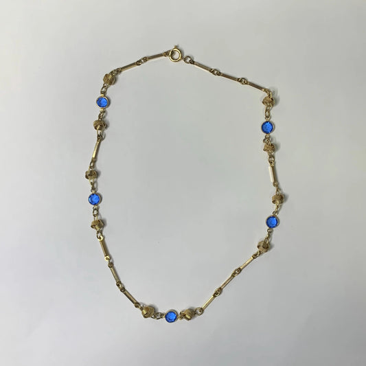 Gold-Tone Necklace with Light Blue Crystals